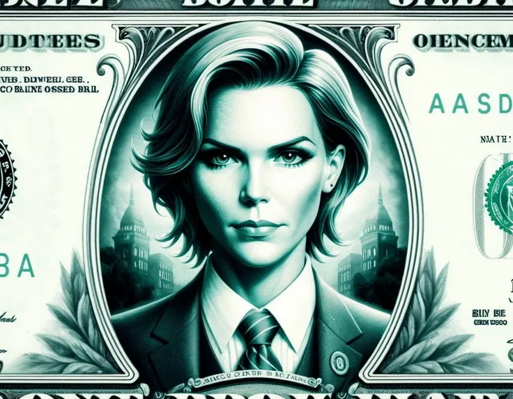 a close up of a dollar bill with a woman on it