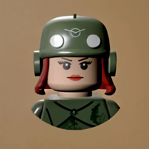 a close up of a lego soldier with a helmet on