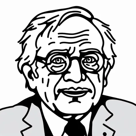 a drawing of a man with glasses and a suit jacket