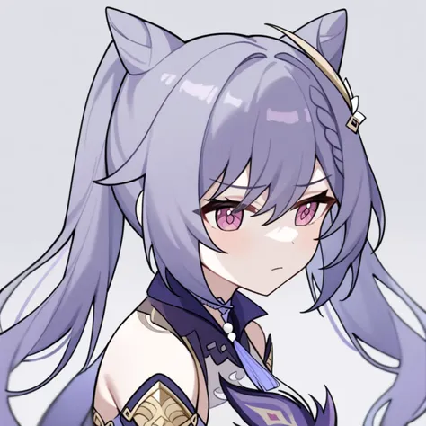 anime girl with long hair and cat ears wearing a purple dress