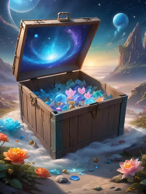 ethereal fantasy concept art of masterpiece, best quality, RAW macro photo of (just some garbage that someone put in a box/frame) . magnificent, celestial, ethereal, painterly, epic, majestic, magical, fantasy art, cover art, dreamy