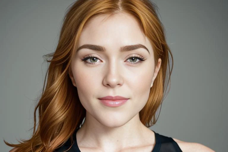 a portrait of DEN_jia_lissa in front of a [plain black background] wearing a black tank top, collarbone, [headshot], [centre frame], looking at the camera, facing the camera,
[big open mouth grin], dynamic lighting, mole above her lip on the right,
photore...