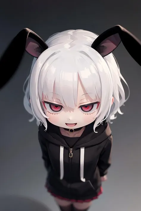 a close up of a person with a cat ear and a hoodie