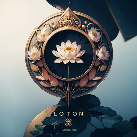 realistic photo of a (lotus bloom), icon, logo, simple background, extreme quality, masterpiece, 8k, depth of field, intricate details, indigo, (no humans)