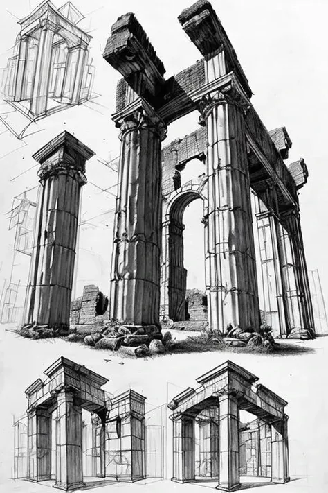 <lora:Drawing_Lesson:1> drawing lesson of ancient ruine