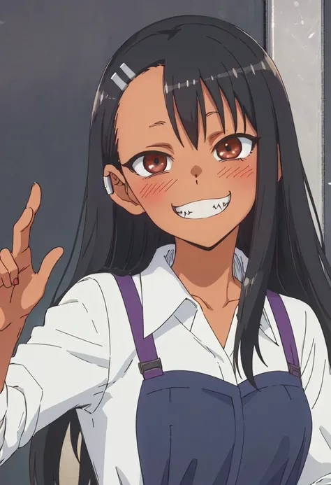 best quality, masterpiece, highres, solo, (nagatoro_hayase_donttoywithmemissnagatoro:1.10), evil grin, evil smile, grin, portrait, looking at viewer, anime_style, 46 <lora:nagatoro_hayase_donttoywithmemissnagatoro:0.80>