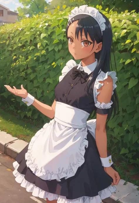 best quality, masterpiece, highres, solo, {nagatoro_hayase_donttoywithmemissnagatoro:0.90}, {maid:1.40}, {long maid dress:1.15}