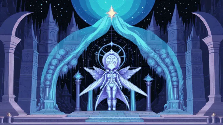 a close up of a cartoon style picture of a person in a throne