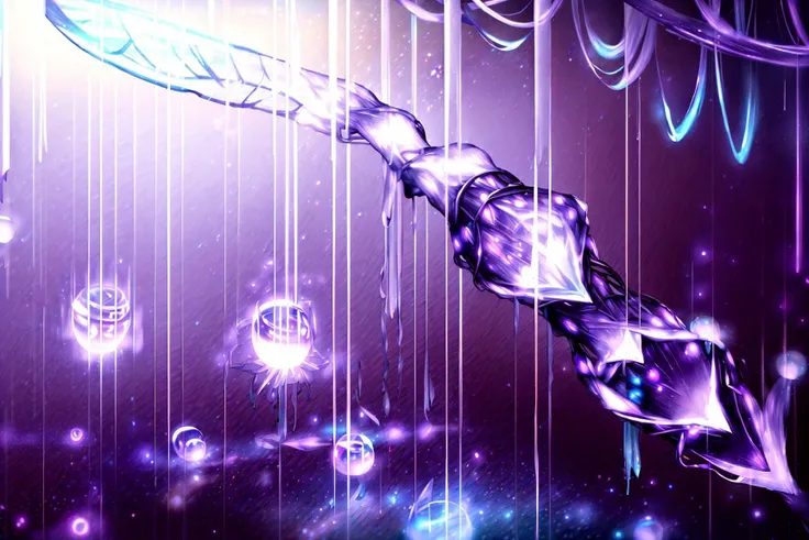 purple and blue digital painting of a sword with a glowing blade