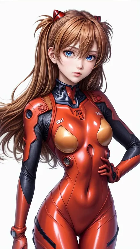 <lyco:GoodHands-beta2:1>, (1girl, solo, masterpiece, 4k,  ((cowboy shot)), best quality:1.2, NICE HANDS, COLORFUL), asuka langley soryu, blue eyes, hair between eyes, headgear, interface headset, orange hair,  , bodysuit, long sleeves, plugsuit, red bodysu...