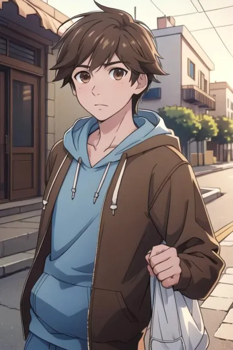 masterpiece, best quality, photorealistic, 1boy, solo, male focus, looking at viewer, , depth of field, <lora:kensuke_ooshiba:0.66>, kensuke_ooshiba, brown hair, brown eyes, hoodie, scally cap, , HDR