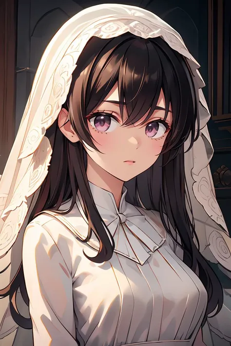 anime girl in a wedding dress with a veil on