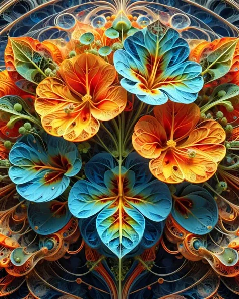 Nasturtium of colorful made of ral-frctlgmtry  <lora:ral-frctlgmtry-sdxl:1>