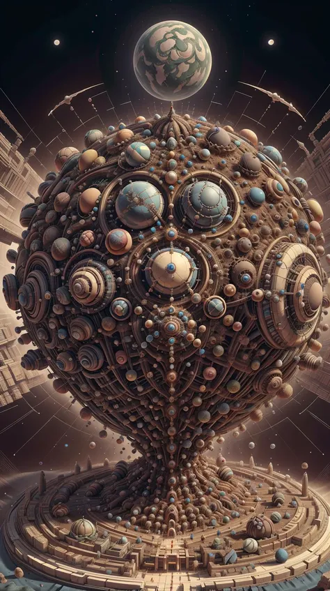 a close up of a sphere with many different objects on it