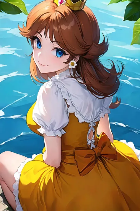 <lora:princessdaisy-lora-nochekaiser:1>, princess daisy, blue eyes, long hair, orange hair, crown, daisy, dress, flower, gem, gloves, orange dress, puffy short sleeves, puffy sleeves, short sleeves, white gloves, 
BREAK, 
<lora:GoodHands-vanilla:1>, curvy,...