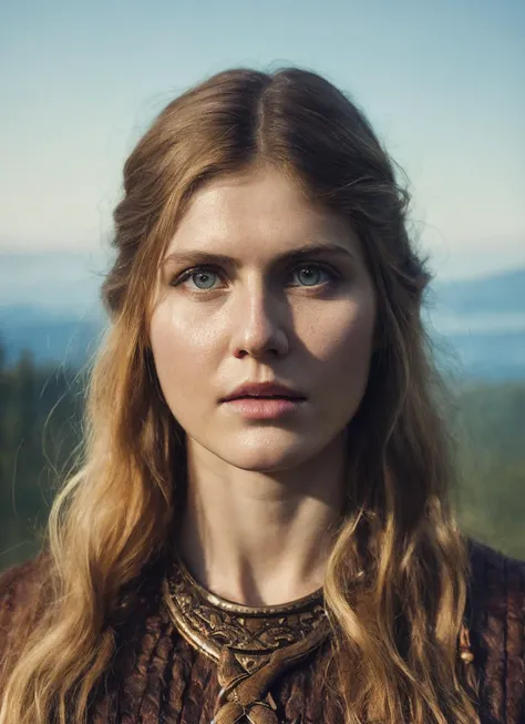 A stunning intricate full color portrait of (35 years old sks woman:1) as (viking warrior), (barbarian),  epic character composition, by ilya kuvshinov, alessio albi, nina masic, sharp focus, natural lighting, subsurface scattering, f2, 35mm, film grain, <...