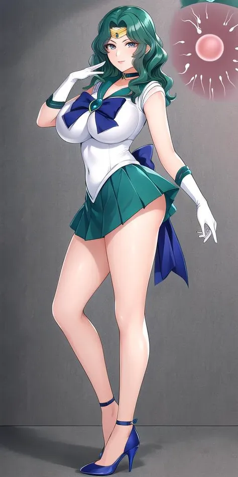 a cartoon picture of a woman in a sailor outfit and high heels