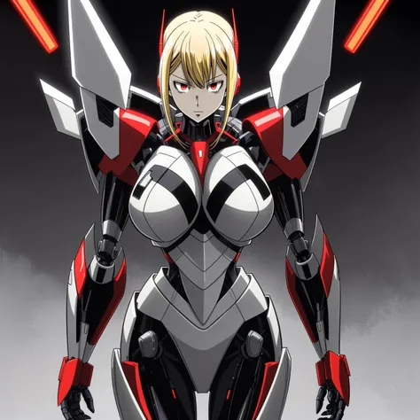 a woman in a futuristic suit with two swords and a sword