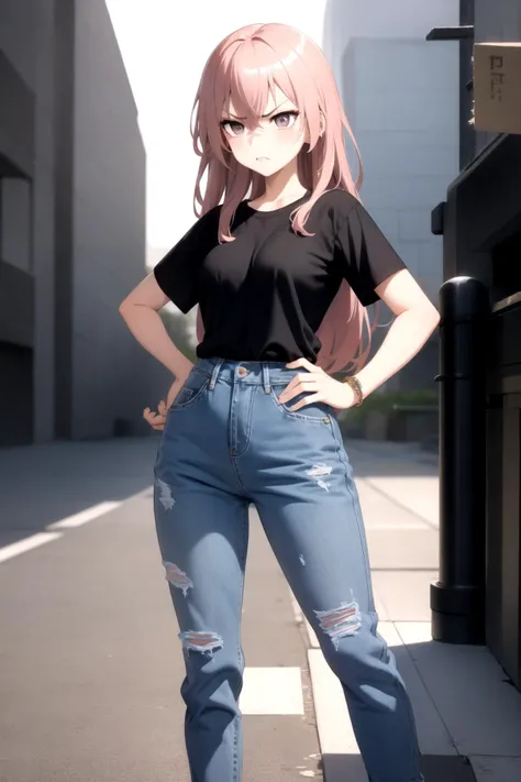 <lora:baggy_jeans_v0.9:1>
1girl, jeans, 
<lora:sono-bisque_v4.0b:1> inui sajuna, t-shirt, hands on hips, angry,, masterpiece, best quality, highly detailed