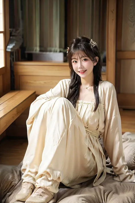 <lora:hanfu40-beta-3:0.55>,(masterpiece:1.2),best quality,ultra high res,(photorealistic:1.4),raw photo,detailed face,1girl,light smile,fullbody_shot,wide shot,<lora:zhouzhou:0.8>,<lora:koreanDollLikeness:0.1>,indoor,