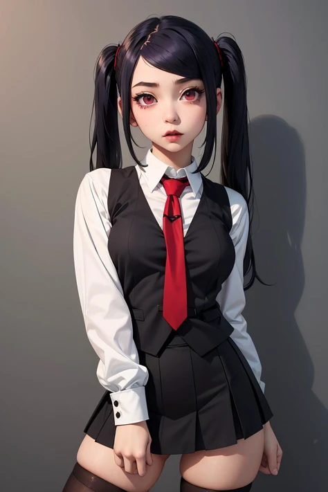 (masterpiece, best quality), 1girl,   <lora:jill-stingray:0.8> jill stingray, jill stingray, necktie, pantyhose, skirt, vest, white shirt,