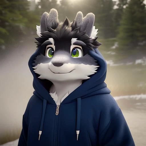 dragon,smile,hoodie, half body, anthro,solo,male,1boy,furry,fluffy fur,(realistic, photo-realistic), (8k, RAW photo, best quality, masterpiece:1.2),(detailed outdoor lighting),(cinematic lighting), [detailed ambient light], [detailed face and eyes], [highe...