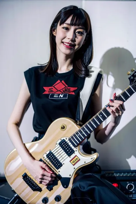 hirano aya,1girl,solo,
guitar, electric guitar
 <lora:hiranoaya_lora-06:1>
 <lora:Instruments:0.6>