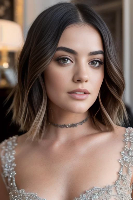 portrait photo of   lucyhale-5200 (( takinga selfie, in a living room, casual clothes)), (cinematic lighting) (sharp focus) (intricate), (RAW, analogue, Nikon Z 14mm ultra-wide angle lens, award-winning glamour photograph, ((best quality)), ((masterpiece))...