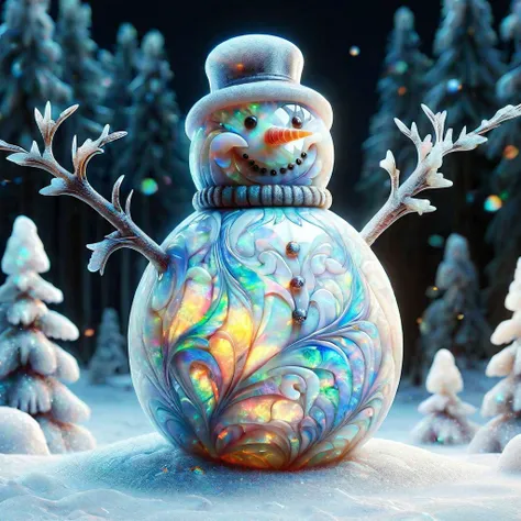 fantasy style fantasy style,friendly snowman,winter atmosphere,winter pattern,8k,photograhpic,realistic,highly detailed,absurdres details,ral-opal,<lora:ral-opal-sdxl:0.8>,<lora:SDXLFrosted:0.7>,