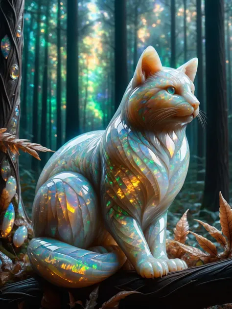 ral-opal,Forest animals with opal-like fur and feathers in an enchanted forest of iridescent trees and leaves <lora:ral-opal-sdxl:0.8>,<add-detail-xl:1>, best quality, masterpiece, uhd, 8k,Canon EOS R3