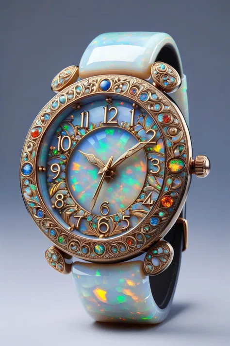 ral-opal,<lora:ral-opal-sdxl:1>,
A gorgeous and precious mechanical dial embellished with colorful gems,