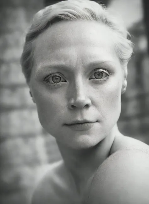 a close up of a woman with a very big face