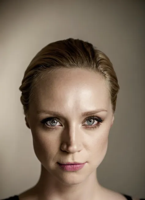 a close up of a woman with a black dress and a necklace