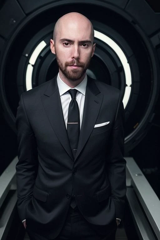 arafed man in a suit and tie standing in a tunnel