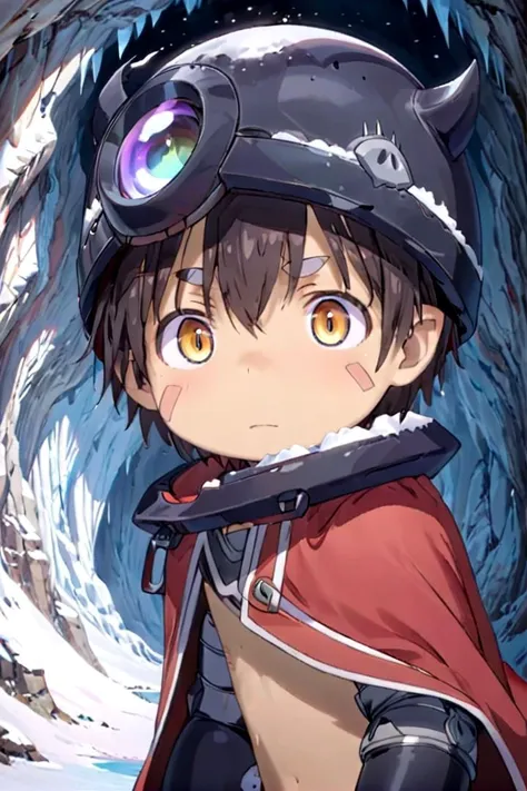 <lora:regsdxl-000027:0.7>
(a 10-year-old boy), reg, more details in eyes, cute, looking at viewer,  adorabel boy, cute face, details sky, handsome, young, juvenile,
multiple details, eyeshadow, sfw, medium shot, cave, snow, ice, helmet, cape
<lora:XDetail_...