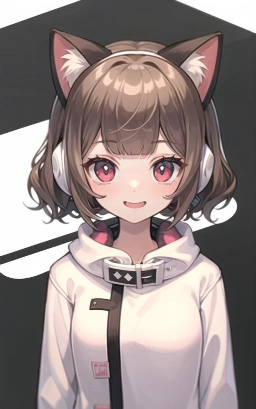 masterpiece, high quality, 1girl, solo, cheeks, ultra detailed eyes, white pupils, sharp outlines, KMNZliz 
 cat ear, brown hair, wavy hair, medium short hair, over-sized fitting sweater, white sweater,  <lyco:KMNZ_liz_v5:1.0>
headphone, headset,