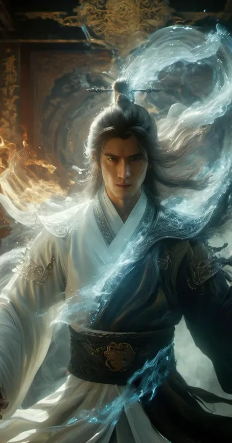 wabstyle
Martial Art Style, an extremely handsome young man in a white robe using magic power, VFX, glowing energy fluid, special effects, glowing energy effects, highly detailed, 32K UHD, best quality, masterpiece
The left half emits a pure divine light, ...