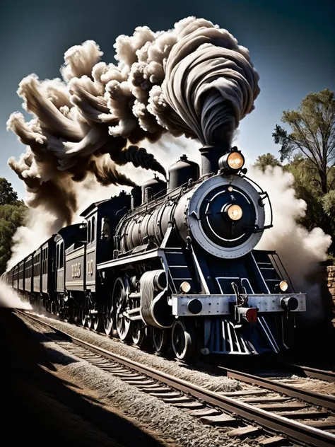 araffe steam train with smoke coming out of it's chimney