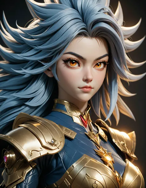 3dmm,a girl,3d cinematic film still,close-up,super saiyan,full plate armor,ony fe 12-24mm f/2.8 gm,close up,32k uhd,light navy and light amber,amazing quality,wallpaper,analog film grain,,<lora:3DMM_XL_V13:1>,