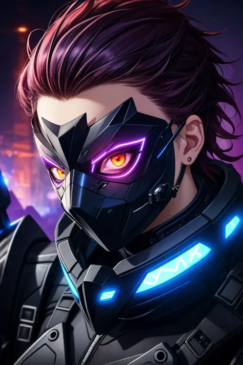 a man in a futuristic suit with glowing eyes and a futuristic helmet