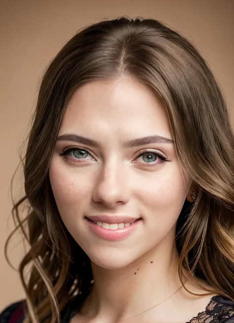 a close up of a woman with long hair and a necklace