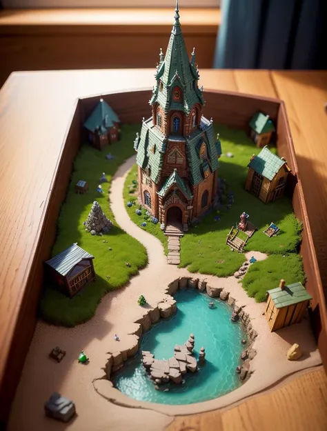 there is a miniature model of a castle on a table