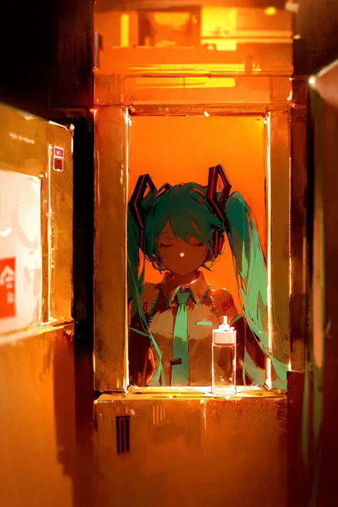 (1girl, hatsune miku:1.3), best quality, indian style, analog battery indicator, futuristic lab, translucent material building, element specimen, microscope, dark chamber, oil painting (medium), scenery, tkstyle, extremely detailed, masterpieces <lora:tkst...