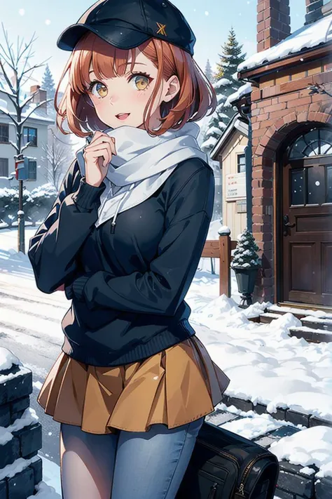 (Highest picture quality), (Masters work), (ultra-detailed), (Detailed eye description:1.2), masterpiece, best quality, 1girl,  warm atmosphere,  sunny day,  <lora:CHAR-HarukaNanami:0.8> HarukaNanami, short hair, hoody, cap, jeans,   looking at viewer, ful...