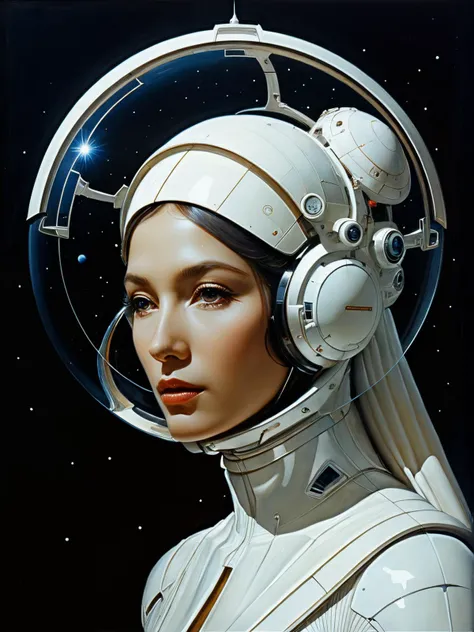 a close up of a woman in a space suit with a helmet on