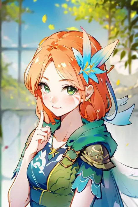 masterpiece, best quality, PIXIV, arcana,Windranger anime style, 1girl, hair ornament, solo, long hair, smile, flower, looking at viewer, necklace, blush, jewelry, breasts, upper body, leaf, outdoors, facial mark, blurry background, blurry
<lora:Windranger...