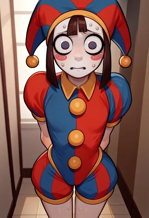 a cartoon image of a woman dressed in a clown costume