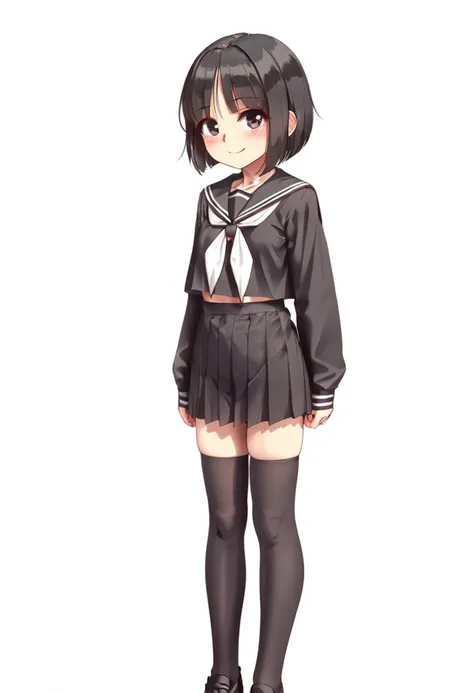 anime girl in a short skirt and a black shirt