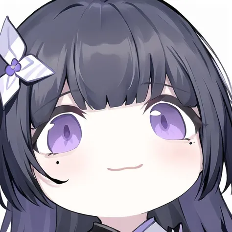 anime girl with purple eyes and a bow in her hair