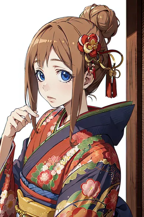 <lora:edgJapan:0.8> with a edgJapan haircut, hair ornament, flower, japanese clothes, hair flower, kimono, hair bun,      <lora:ViktoriyaIvanovnaSerebryakov002:0.5> ViktoriyaIvanovnaSerebryakov,1girl,, ultra detailed, masterpiece, best quality, aesthetic, ...